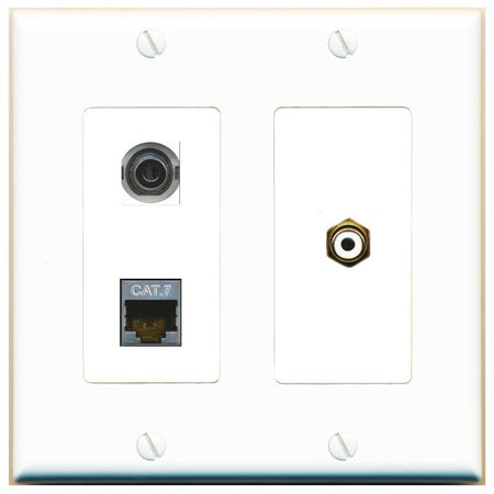 3.5mm CAT7 RCA-WHITE Wall Plate [White]