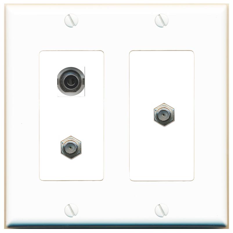 3.5mm 2 COAX Wall Plate [White]
