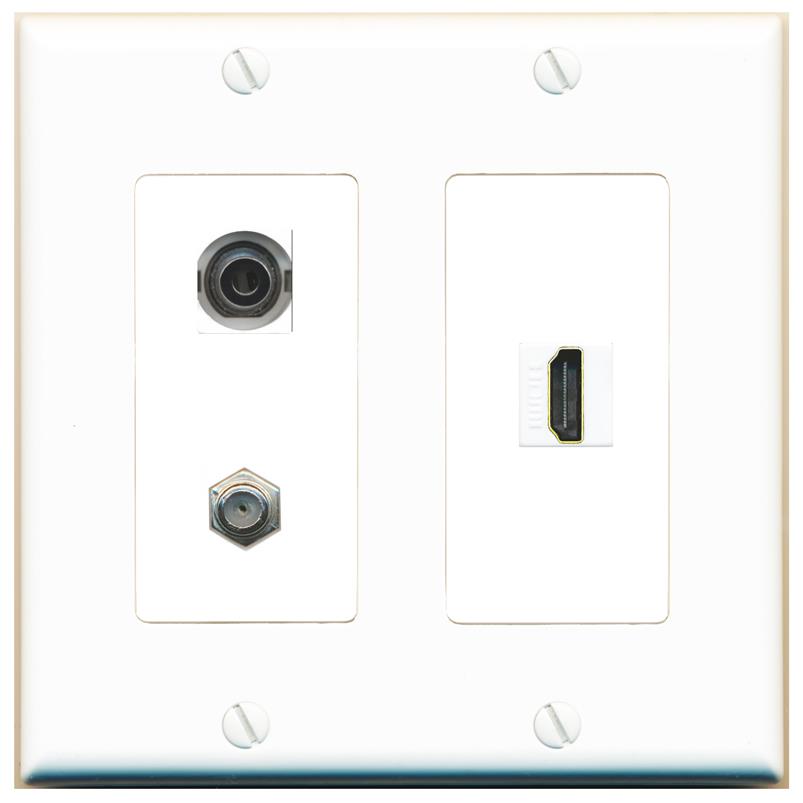 3.5mm COAX HDMI Wall Plate [White]