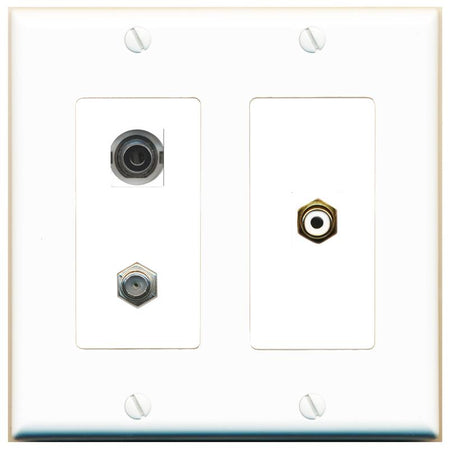 3.5mm COAX RCA-WHITE Wall Plate [White]