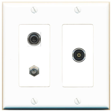 3.5mm COAX TOSLINK Wall Plate [White]