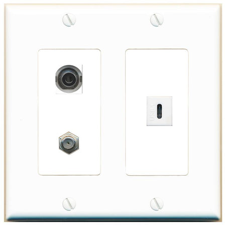 3.5mm COAX USBC Wall Plate [White]