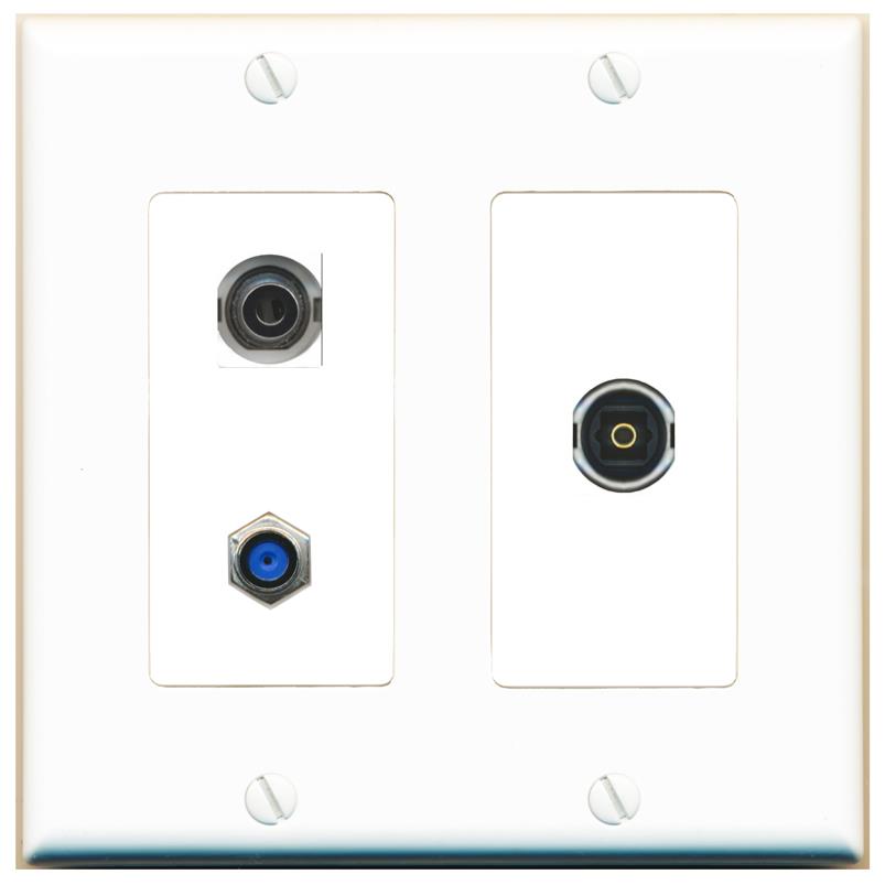 3.5mm F81 TOSLINK Wall Plate [White]
