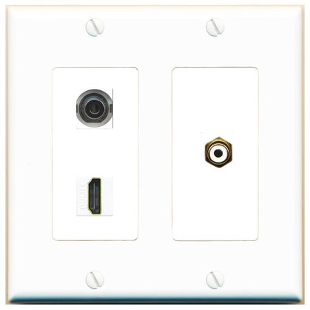 3.5mm HDMI RCA-WHITE Wall Plate [White]