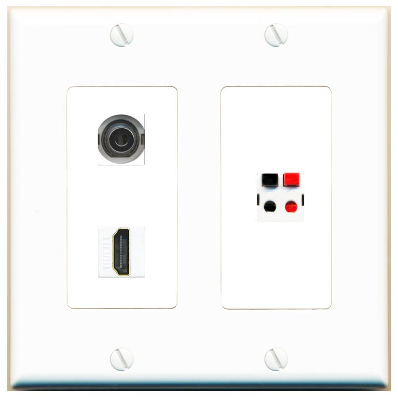 3.5mm HDMI SPEAKER Wall Plate [White]