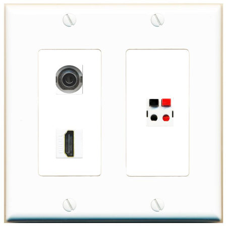 3.5mm HDMI SPEAKER Wall Plate [White]