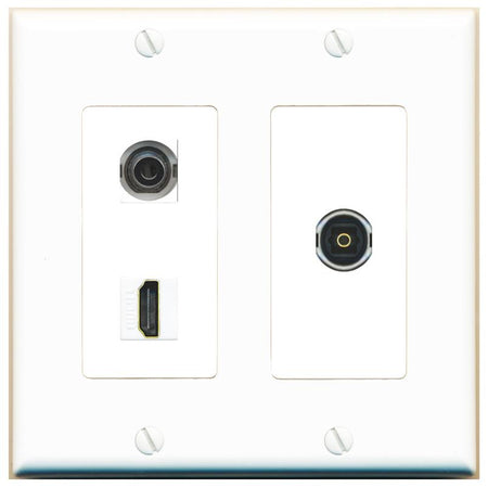 3.5mm HDMI TOSLINK Wall Plate [White]