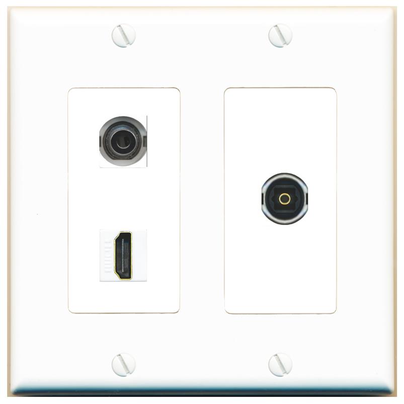3.5mm HDMI TOSLINK Wall Plate [White]