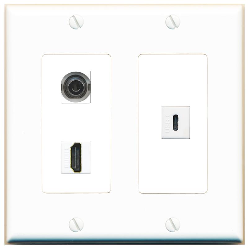 3.5mm HDMI USBC Wall Plate [White]