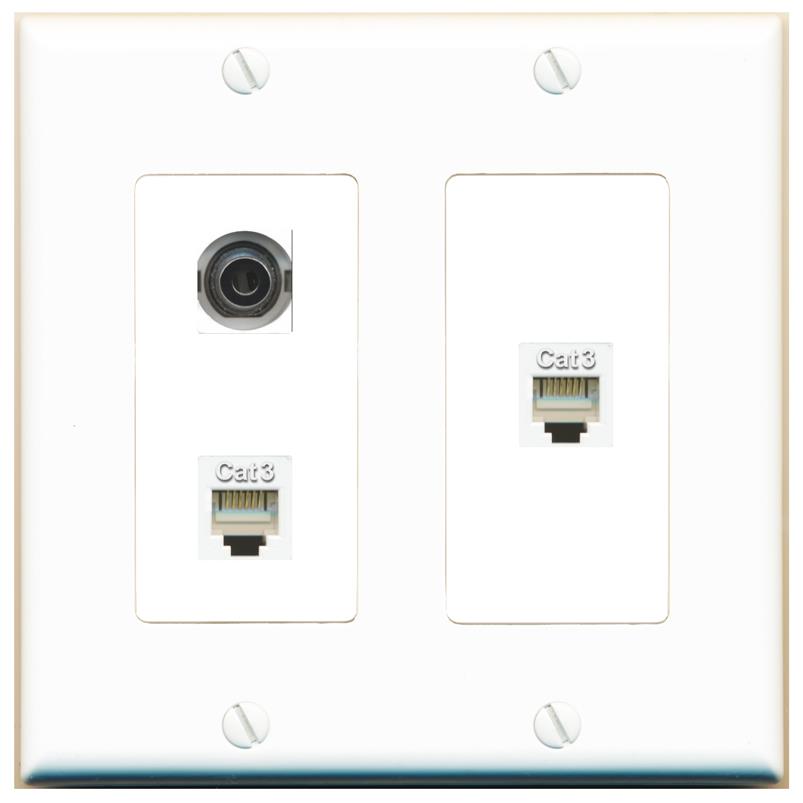 3.5mm 2 PHONE Wall Plate [White]