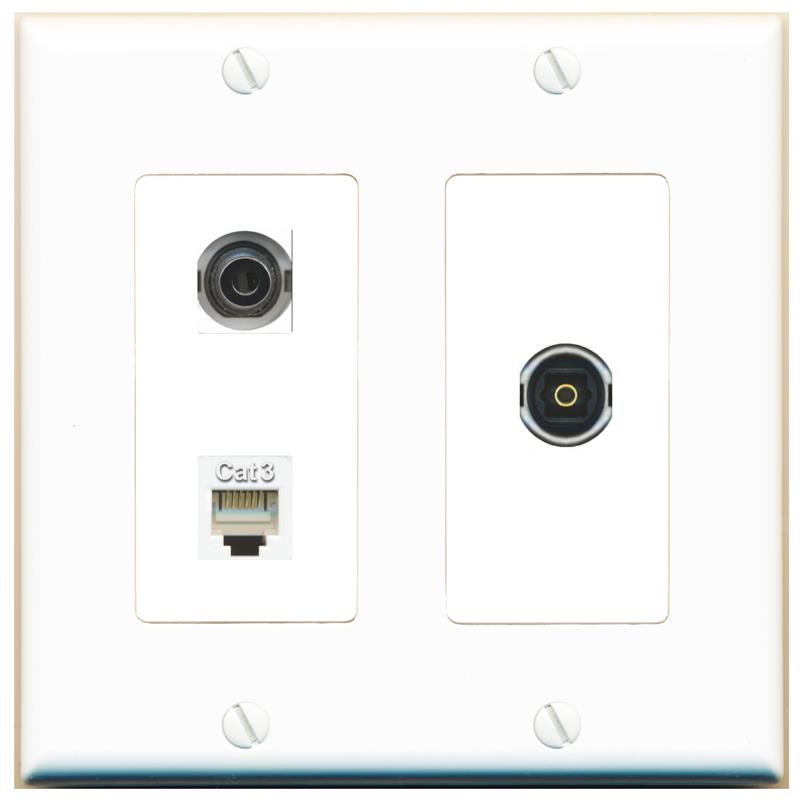 3.5mm PHONE TOSLINK Wall Plate [White]