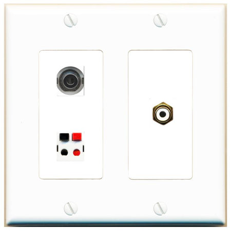 3.5mm RCA-WHITE SPEAKER Wall Plate [White]