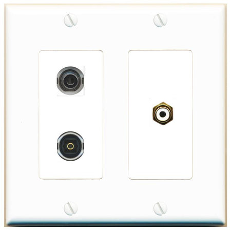 3.5mm RCA-WHITE TOSLINK Wall Plate [White]