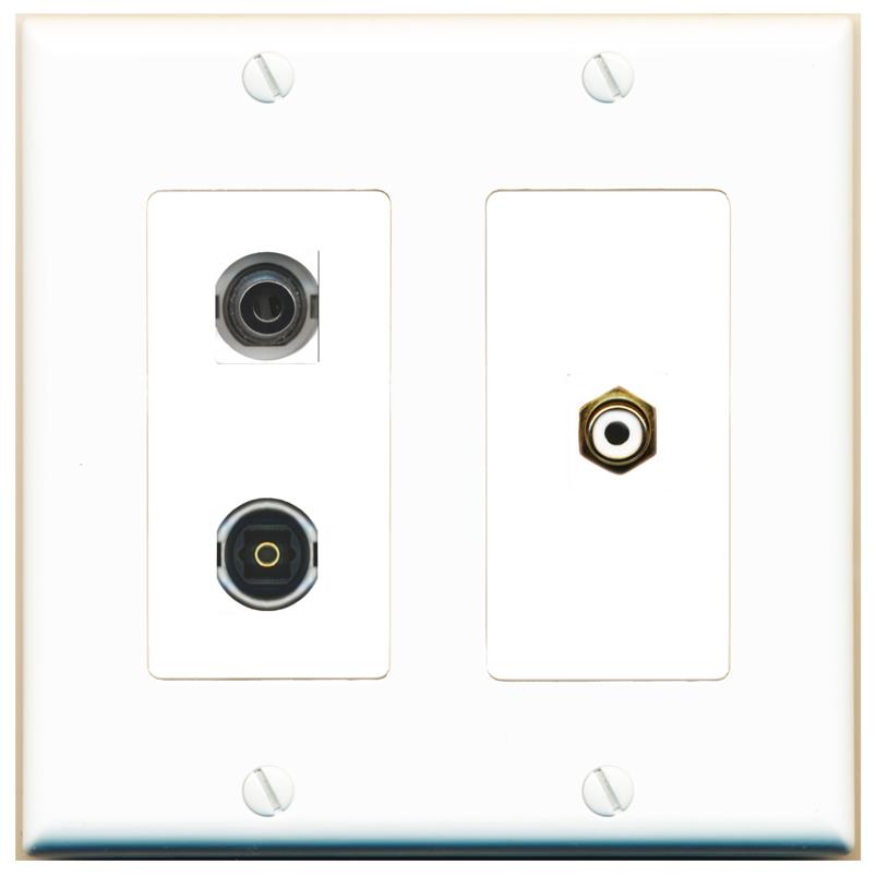 3.5mm RCA-WHITE TOSLINK Wall Plate [White]