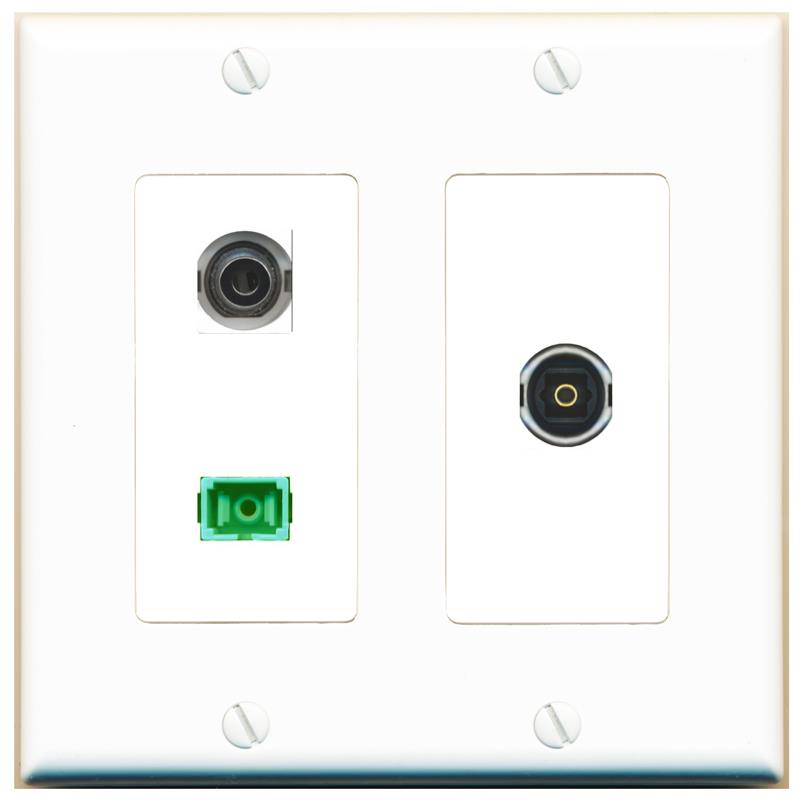 3.5mm SC-APC-SX TOSLINK Wall Plate [White]