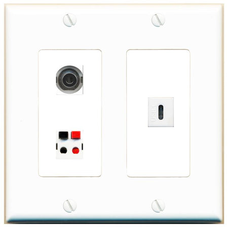 3.5mm SPEAKER USBC Wall Plate [White]