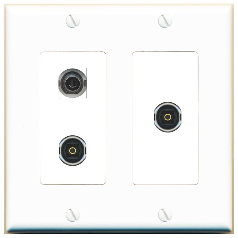 3.5mm 2 TOSLINK Wall Plate [White]