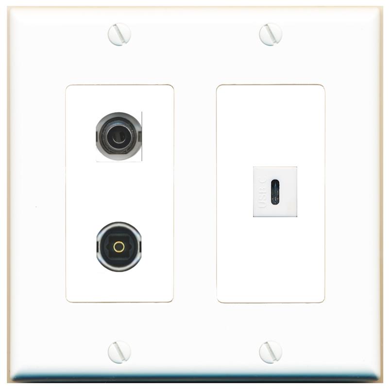 3.5mm TOSLINK USBC Wall Plate [White]