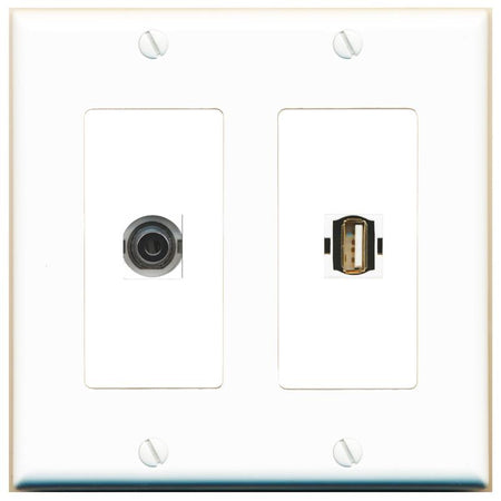 3.5mm USB2 Wall Plate [White]