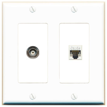 BNC CAT5E Wall Plate [White]