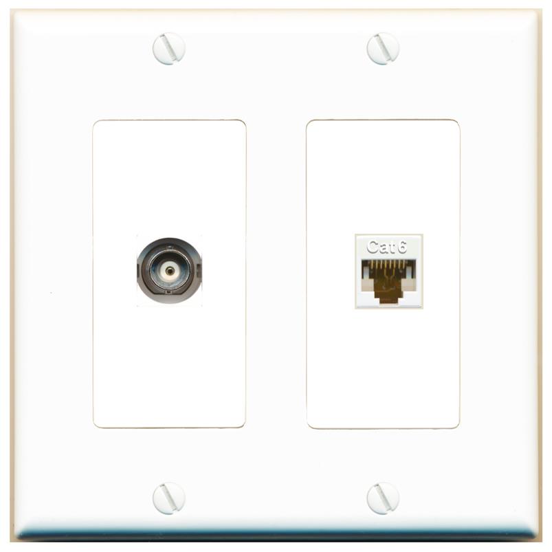 BNC CAT6 Wall Plate [White]