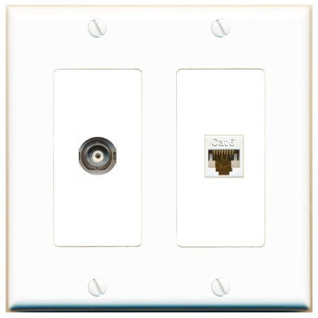 BNC CAT6 Wall Plate [White]