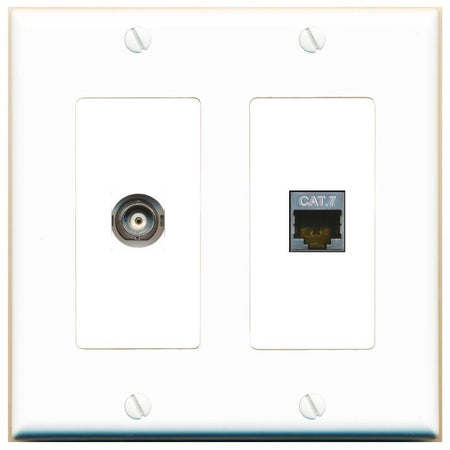 BNC CAT7 Wall Plate [White]