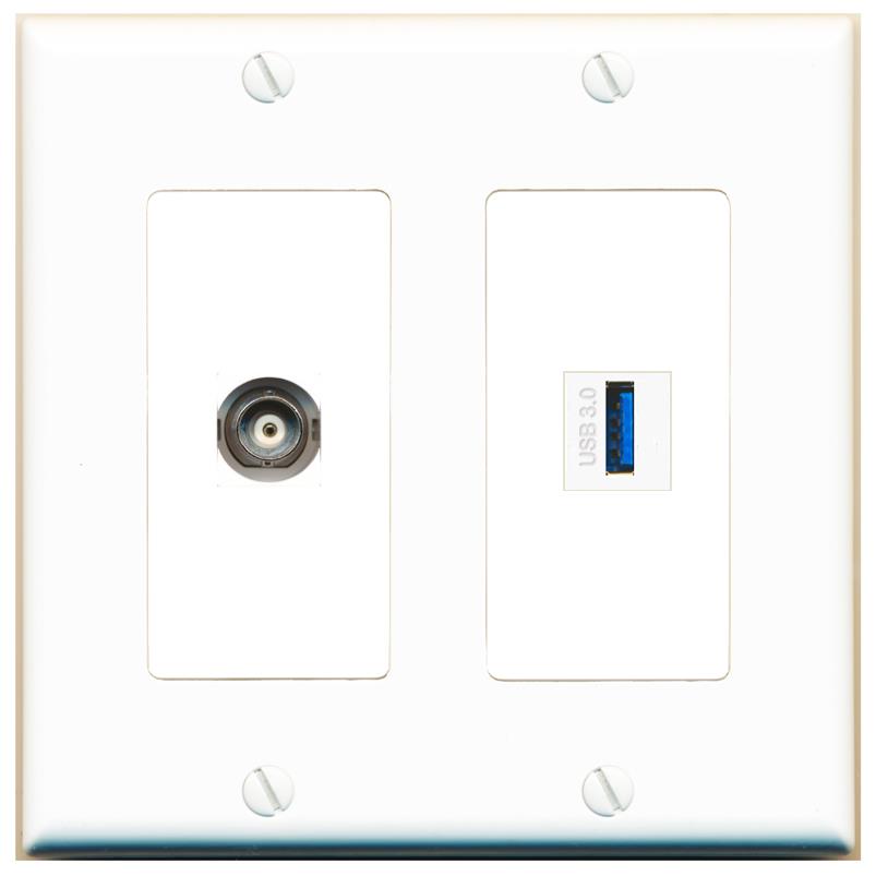 BNC USB-3 Wall Plate [White]