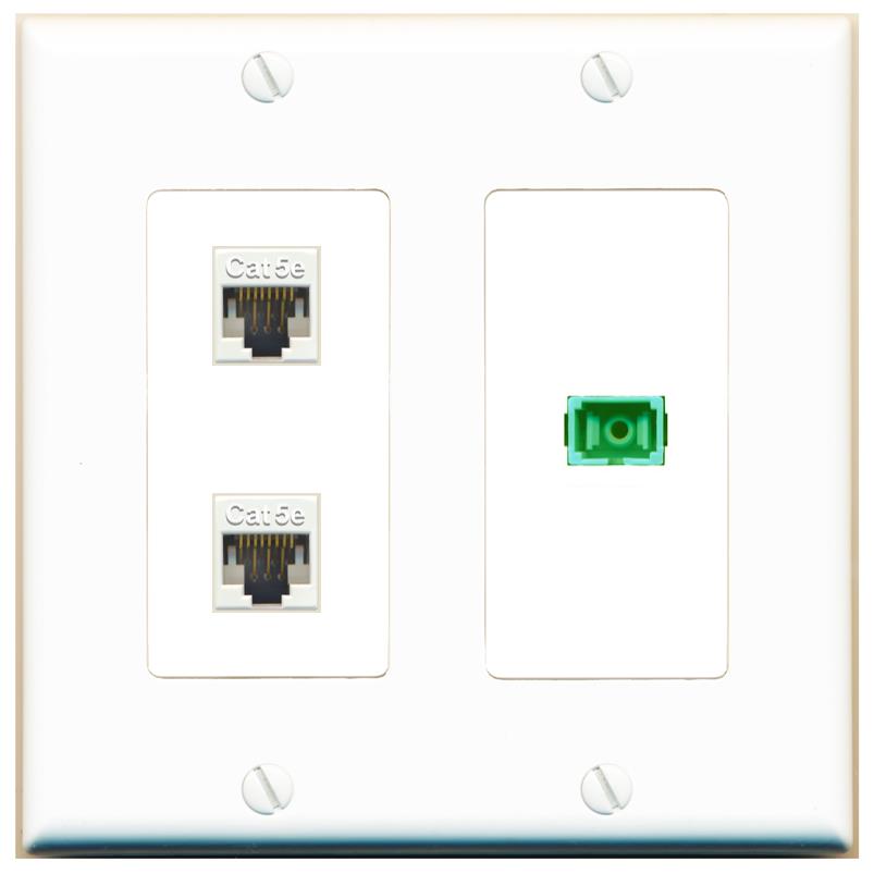 2 CAT5E SC-APC-SX Wall Plate [White]