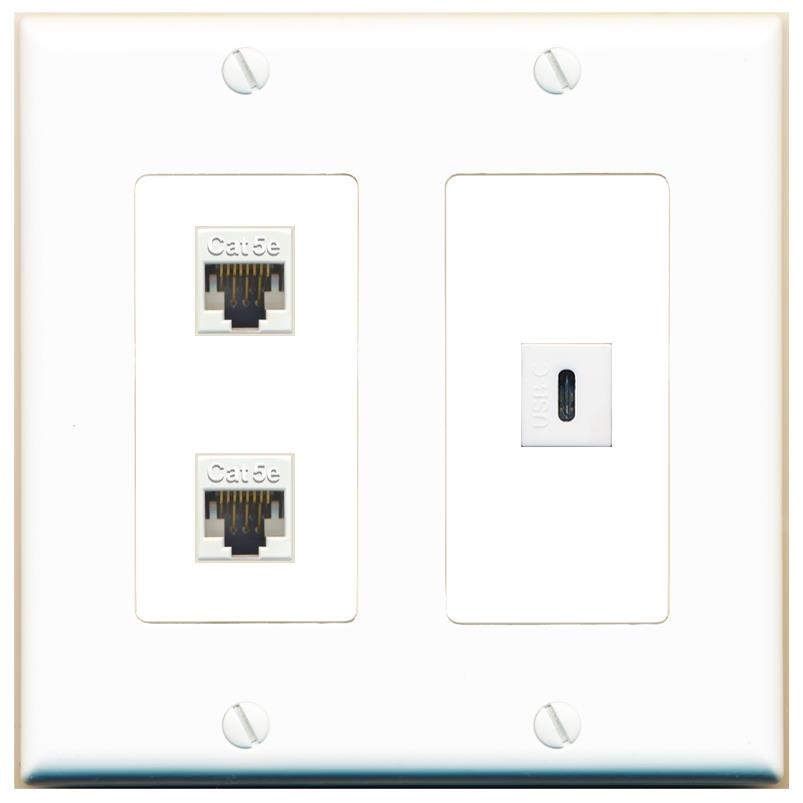 2 CAT5E USBC Wall Plate [White]