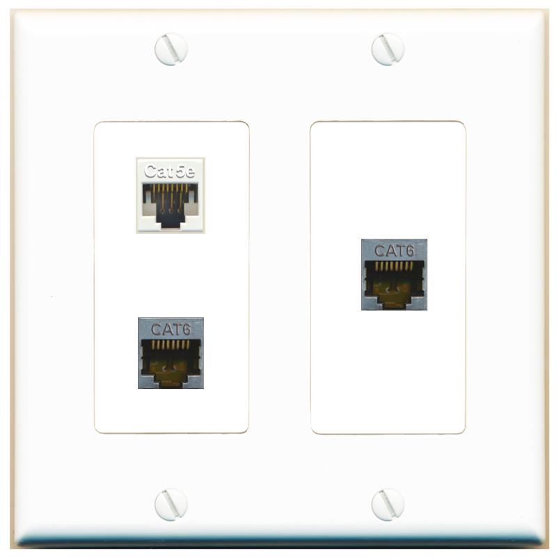 CAT5E 2 CAT6-SHIELDED Wall Plate [White]