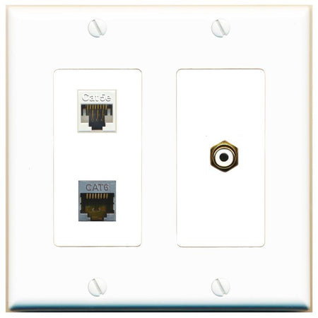 CAT5E CAT6-SHIELDED RCA-WHITE Wall Plate [White]