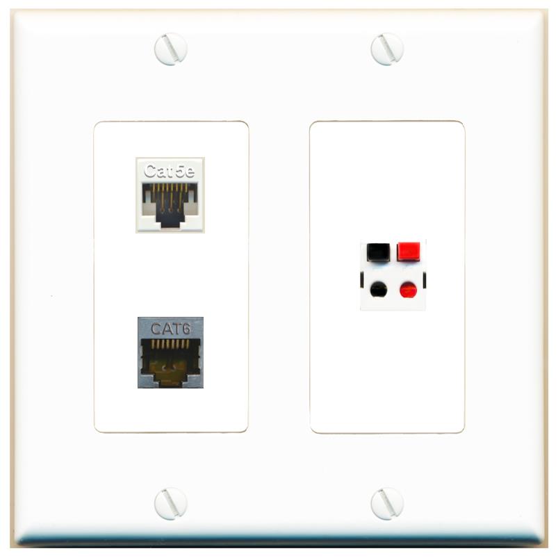 CAT5E CAT6-SHIELDED SPEAKER Wall Plate [White]