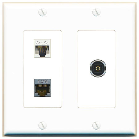 CAT5E CAT6-SHIELDED TOSLINK Wall Plate [White]