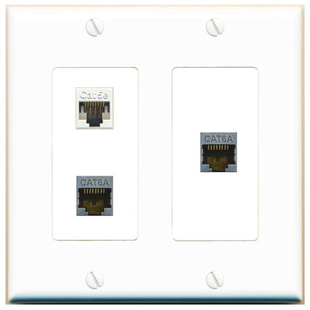 CAT5E 2 CAT6A Wall Plate [White]