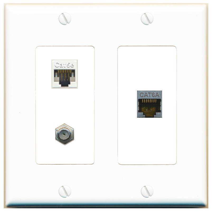 CAT5E CAT6A COAX Wall Plate [White]