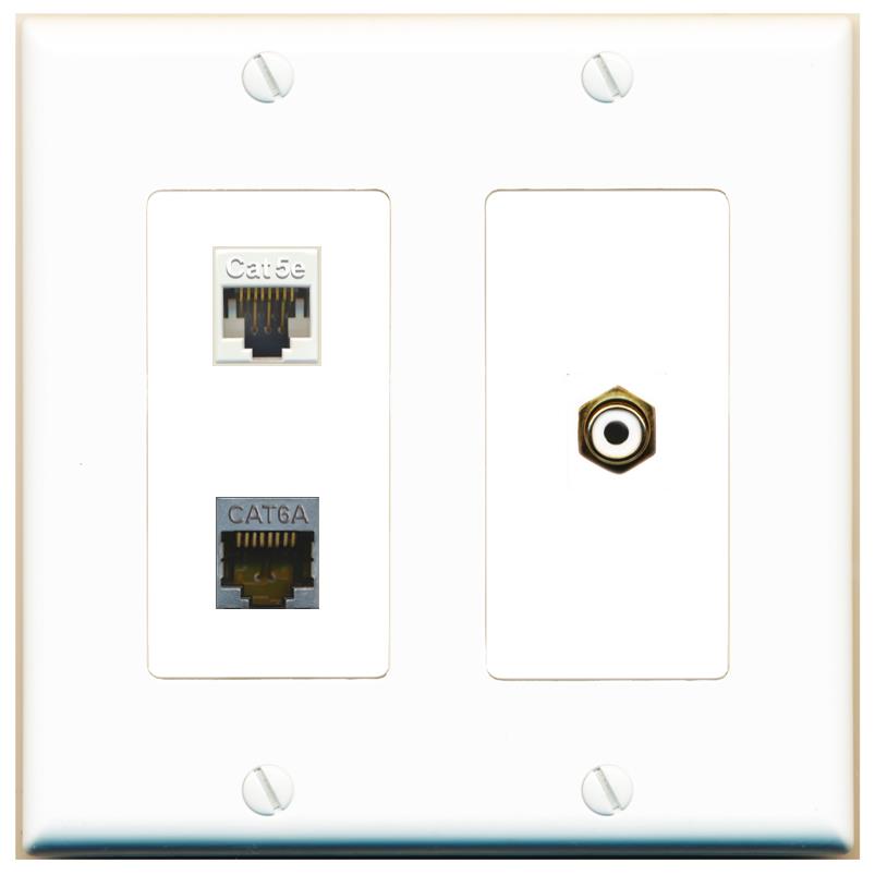 CAT5E CAT6A RCA-WHITE Wall Plate [White]