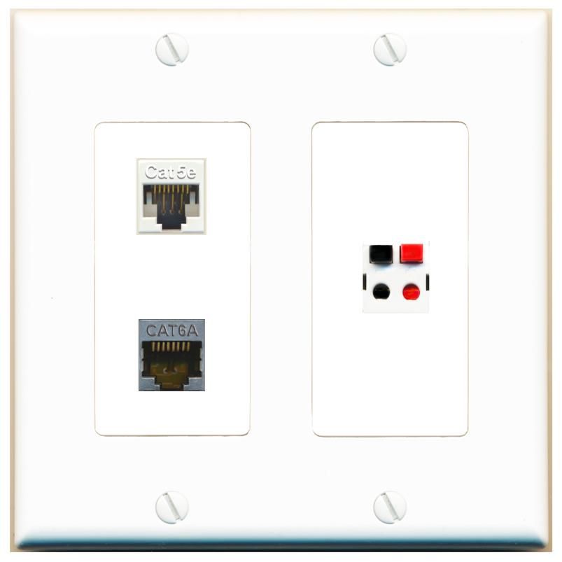 CAT5E CAT6A SPEAKER Wall Plate [White]