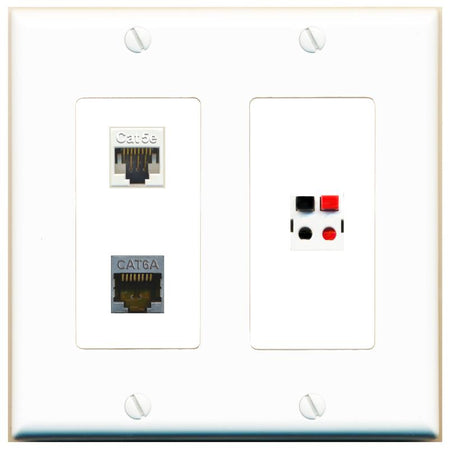 CAT5E CAT6A SPEAKER Wall Plate [White]