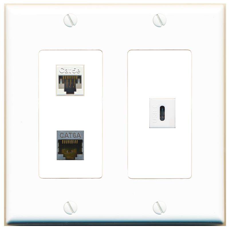 CAT5E CAT6A USBC Wall Plate [White]