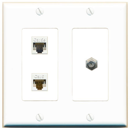 CAT5E CAT6 COAX Wall Plate [White]