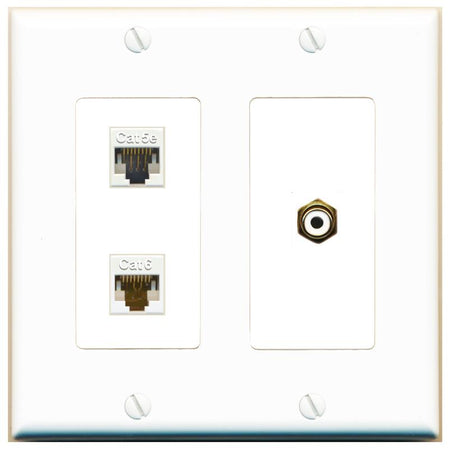 CAT5E CAT6 RCA-WHITE Wall Plate [White]