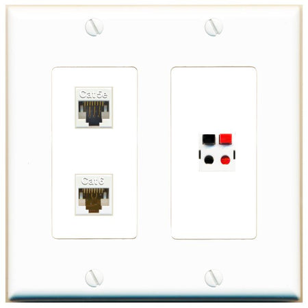 CAT5E CAT6 SPEAKER Wall Plate [White]