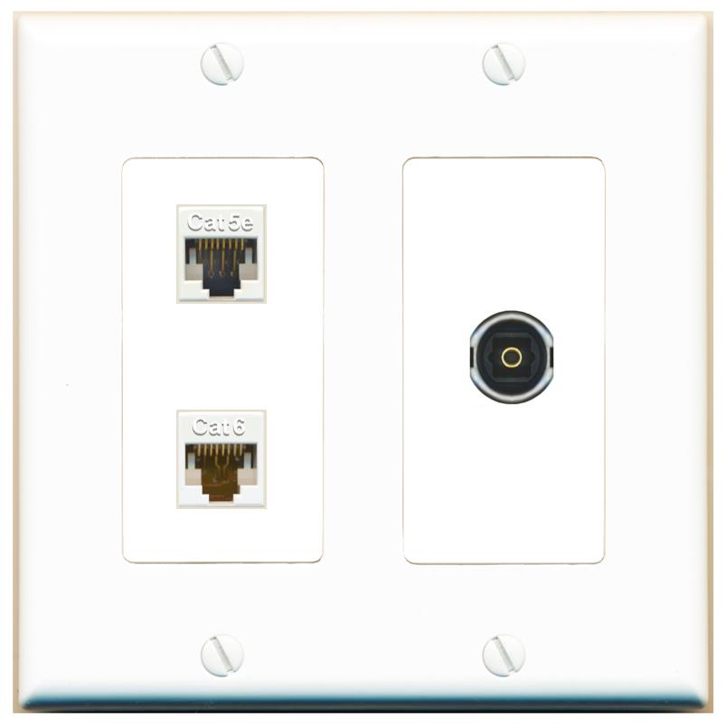 CAT5E CAT6 TOSLINK Wall Plate [White]