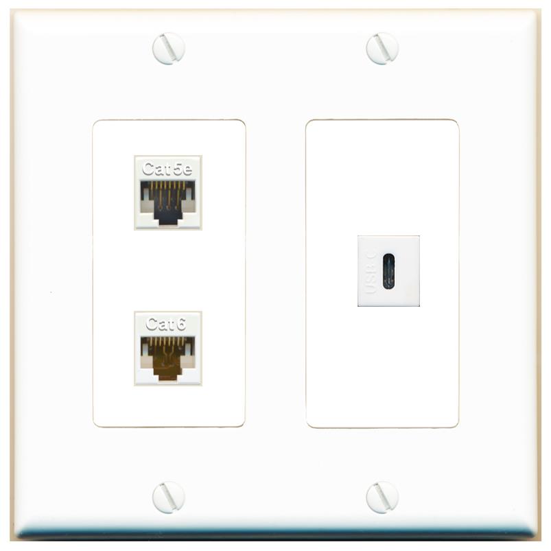 CAT5E CAT6 USBC Wall Plate [White]