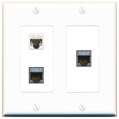 CAT5E 2 CAT7 Wall Plate [White]