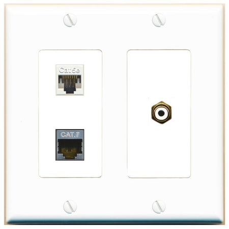 CAT5E CAT7 RCA-WHITE Wall Plate [White]