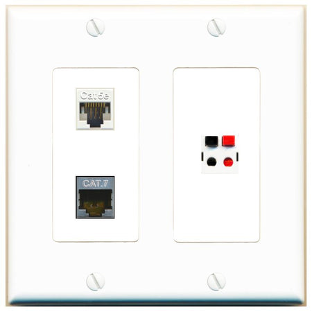 CAT5E CAT7 SPEAKER Wall Plate [White]