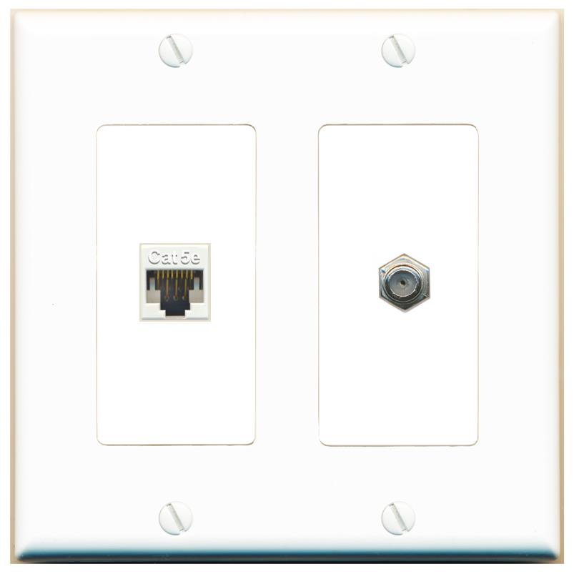 CAT5E COAX Wall Plate [White]