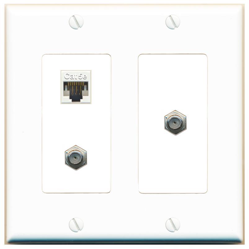CAT5E 2 COAX Wall Plate [White]